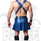 Handmade Men Leather Blue Kilt – Genuine Leather Gladiator Kilt